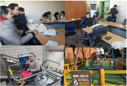 Picture 7: Ms. Jamuna Subedi, Secretary General of CIL-Kathmandu is experiencing interaction meetings with disabled leaders and accessibility in Seoul.